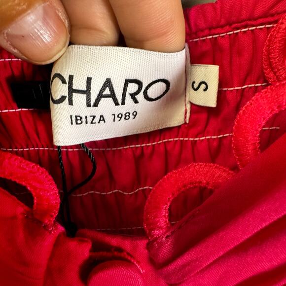 NWT Charo Fuchsia Pink Sleeveless Bustier Flounce Melia Maxi Dress Womens Small - Picture 7 of 9